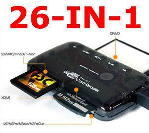 26 IN 1 USB 2.0 MEMORY CARD READER for CF xD SD MS SDHC CF I CF II CF 