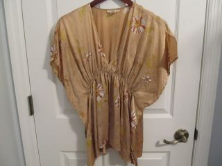 Urban Outfitters LUX silk boho top  floral print  SZ S champagne