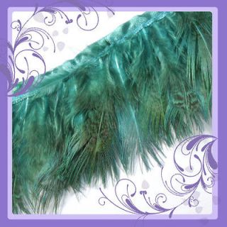 F480 PER FEET Turquoise Peacock Hackle feather fringe Trim Fascinator 