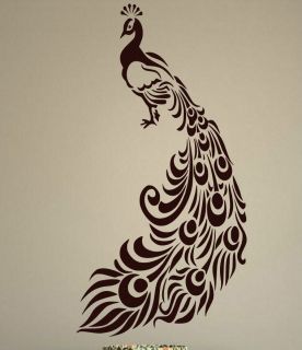 Peacock Big Tail Feathers Wall Tattoo Wall Sticker EASY TO APPLY WALL 