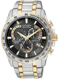New Citizen Eco Drive Perpetual Chrono A T Two tone Mens Watch AT4004 