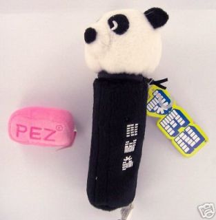 PEZ Dispenser PANDA BEAR Plush Stuffed Retired Zips Open PEZ Pillow 