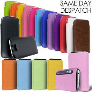  SUEDE PULL TAB CASE COVER POUCH FITS VARIOUS PHONES APPLE SAMSUNG HTC