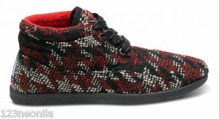 NWB Toms Unisex Red Hounds tooth Wool Lace up $63 Botas Shoes Youth 