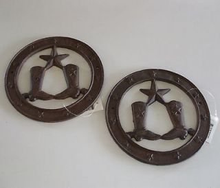 Newly listed Set of 2 Rustic Western Boot Star Cast Iron Wall Plaques