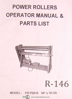China Slip Roller FR P5016, Operation and Parts Manual