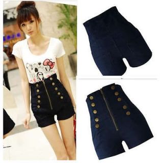   Double Breasted Zipper Womens High Waist Pocket Pants Jeans Shorts