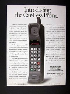 Cincinnati Microwave Portable Phone cell cellular 1990 print Ad 