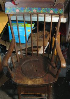 Antique Handmade Wooden Adult Commode / Potty Chair