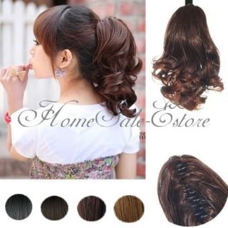 11 Ponytail Clip Claw Short Wavy Curly Scrunchie Hairpiece Extensions 