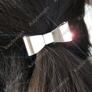   Polish Silver Metal Bow Hair Cuff Wrap Pony Tail Holder Band Headband