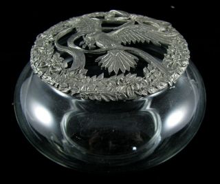 Rawcliffe Glass Potpourri Jar with Pewter Lid Peace Dove Olive Branch 