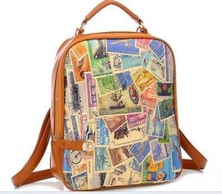 Girls Fashion Stamp Print Backpack Travel rucksack Shoulder bag C