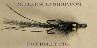 Pot Belly Pig  Black #8 double Hook  Atlantic Salmon