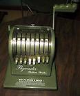 Paymaster Series 8000 Ribbon Writer Olive, With Key, Works Well