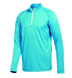 New Puma Golf Cresting 1/4 Zip Long Sleeve Polo Shirt   Vivid Blue