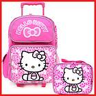Sanrio Hello Kitty Large Rolling Backpack School Lunch Bag Set Pink 