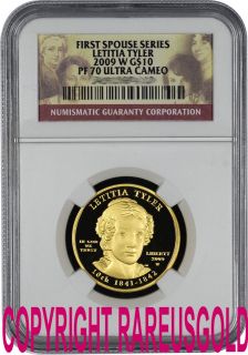   Tyler $10 NGC PF 70 First Spouse Proof gold coin graded PERFECT