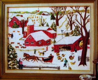   Folk Art/Primitive Crewel Embroidery Kit Winter in the Country