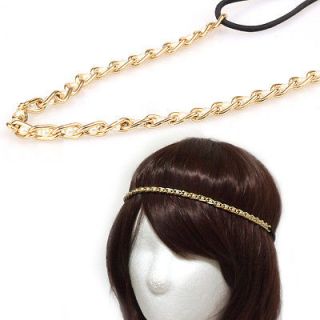 HR253W/Luxury Faux Pearl Beads Chain Stretch Hairband Headband 