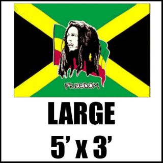 BOB MARLEY FREEDOM JAMAICA JAMAICAN CARIBBEAN NATIONAL LARGE FLAG 5 X 