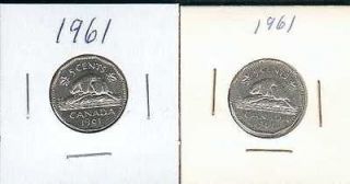1961 QUEEN ELIZABETH NICKELS * 2 COINS $1.00 SHIPPING