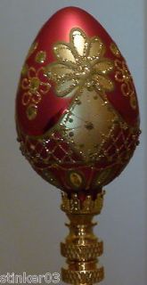 Handmade Red & Gold Christmas Ornament Lampshade Finial *New*