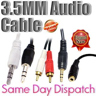 5mm Audio AUX to 2 RCA iPhone iPod cable 0.5M 1M 1.5M 2M 3M 5M 10M 