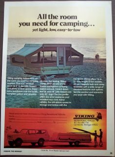 Viking Recreational Vehicles camping trailers vintage 1978 Ad