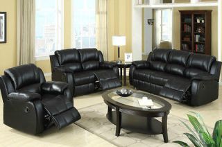 Sofa Loveseat & Recliner Chair Couch Sectional Sofa 3 Pc Set Black 