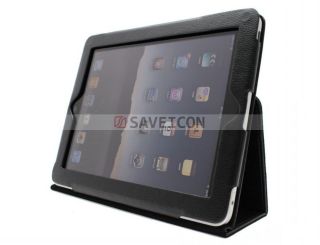 Black Magnetic iPad 1 1st Generation Leather Case Cover wth Build in 