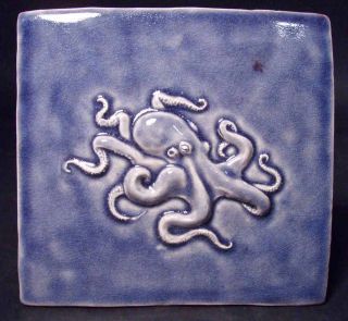   Raised Relief Octopuss Tile Plaque Wall Hanging 3D Tile 6 x 6
