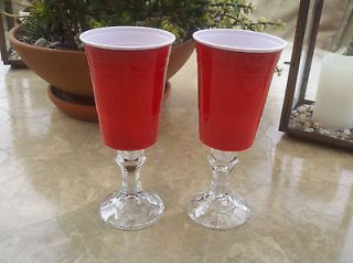 Set Of 2 Red Solo Cup Wine Glasses Redneck Hillbilly Fun Unique Gift 