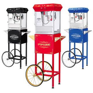   Popcorn Machine 4oz Popcorn Popper w/Cart 4 Ounce Red Black Blue
