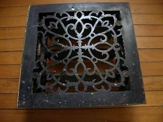 ANTIQUE 1886  1900 CAST IRON FLOOR GRATE REGISTER WITH LOUVERS