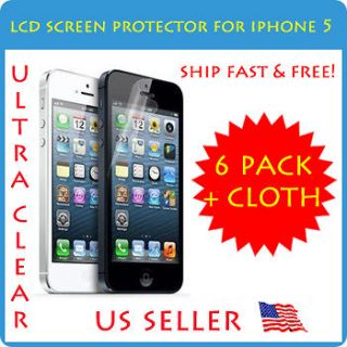 6x Clear LCD Screen Protector Cover Guard Film For Apple iPhone 5 5th 
