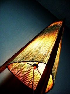 RETRO VINTAGE DANISH MODERN ATOMIC TEAK ROCKET FLOOR LAMP