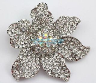   Austrian Rhinestone Crystal Elegant Floral Bridal Wedding Brooch Pin