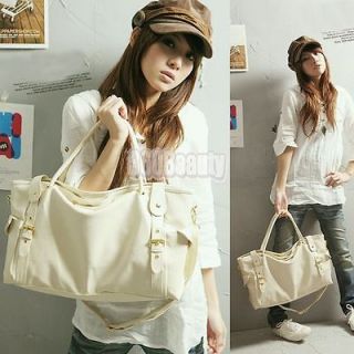   Korean Women Lady PU Leather Handbag Shoulder Bag Rice White #D