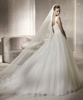 1T new Elegant Lace WHITE/ivory Cathedral wedding bridal bride veil 3M