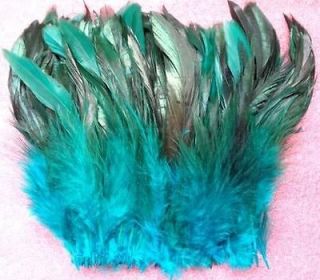 25 pcs Bronze Iridescent sky blue pretty Rooster feathers
