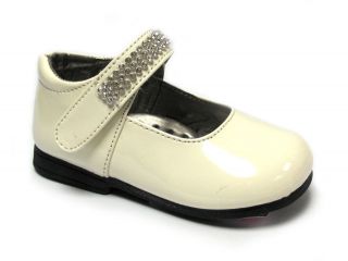 New childrens cheap girls cream patent glittery fashion shoes size 10 