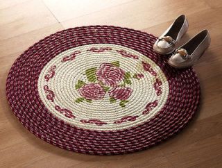 Victorian Rose Flower Floral Braided Round Accent Small Area Rug Decor