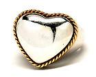   TIFFANY & CO Sterling Silver & 18K Gold Puff Heart Shape Ring 7.5