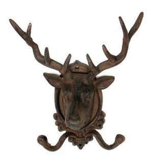 Elk Deer head wall mounted coat and hat hook for rustic decor made of 