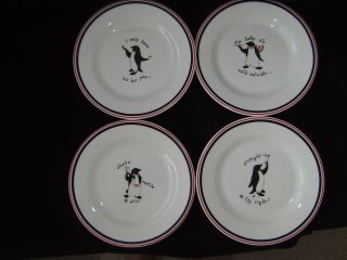 Restoration Hardware Cocktail Plates with Penguins MINT 2004