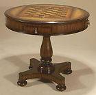   Maitland Smith 3130 108 Mahogany Round Gameboard Table, Leather Top