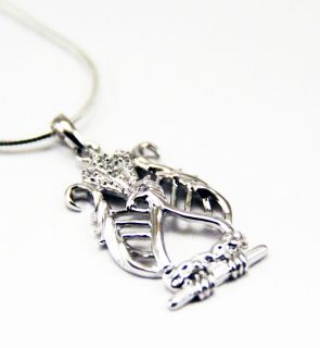 Alpha Chi Omega sterling silver lyre bird pendant set w/ lab created 