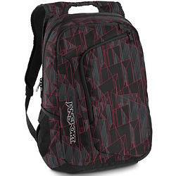 JanSport Black Gray Red Tape Poacher Big Student Backpack Book Bag NEW