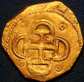 SUPERB 1597 DATED SPANISH GOLD 2 ESCUDOS DOUBLOON COB
